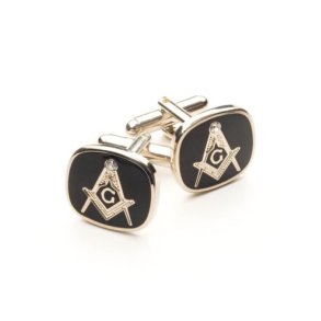 Frimurer manchetknapper sorte m. Swarvorski